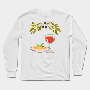 In this picture we see the symbol of Italy and the legendary pizza Margarita. The pizza is made in a way that semvoleches the colors of the Italian flag. Long Sleeve T-Shirt